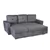 Grey Linen Reversible Sofabed Sectional w Storage and Piping Details