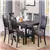 Liteni 7 Pieces Classic Wood Counter Height Dining Set in Dark Coffee