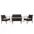 4 Piece Rattan Sofa Seating Group with Cushions Light Gray