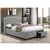 Grey Fabric Bed w 2 Front Pull Out Drawers - Queen
