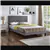 Grey Fabric Bed w Adjustable Headboard w Button Tufting - Queen