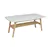 Laura 43”Rectangular Italian Carrara White Marble Table with Oak Shelf