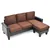 Jenna 76 in. W Flared Arm Faux Leather L Shaped Sofa in Chocolate