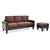 Jenna 76 in. W Flared Arm Faux Leather L Shaped Sofa in Chocolate