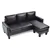 Jenna 76 in. W Flared Arm Faux Leather L Shaped Sofa in Black