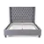 Grey Fabric Wing Bed with Deep Button Tufting and Nailhead - Queen