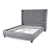 Grey Fabric Wing Bed with Deep Button Tufting and Nailhead - Queen