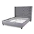 Grey Fabric Wing Bed with Deep Button Tufting and Nailhead - King
