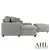 Sophia Double Storage Chaise Sectional in Grey Chenille with Ottoman