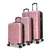 NICCI Highlander Collection Luggage 3 Piece Set Black and Pink