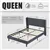 Queen Size Upholstered Platform Bed Frame with Metal Frame, Headboard