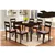 Espresso 7PC Dining Set w Light Fabric Cushion Seats