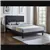 Black PU Leather Bed w Adjustable Headboard w Button Tufting - Queen