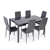 Tempered Grey Glass 7-PC Dining Set w Grey Cushion Seats
