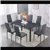 Tempered Grey Glass 7-PC Dining Set w Grey Cushion Seats