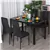 5-Piece Glass Table With Faux Leather Upholstery Chairs - Black