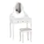 Wooden Wooden Vanity Table Set and Padded Stool- White