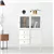 Sideboard White Accent Cabinet with Sliding Glass Door, 3 Drawers