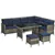 Rattan Outdoor Sofa Set with Dining Table and Chairs - Blue