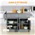 Rolling Kitchen Island with Stainless Steel Top - Grey