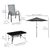 8-Piece Outdoor Dining Set with Umbrella and Mesh Chairs