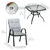 Square Dining Set: Glass Table, 4 Cushioned Armchairs
