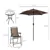 Patio Bar Set with Folding Chairs and Umbrella