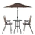 Patio Bar Set with Folding Chairs and Umbrella
