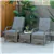 3-Piece Rattan Bistro Set with Cushions, Tempered Glass Tabletop