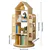 4-Tier 360 Degree Solid Wood Rotating House-Shaped Bookshelf