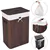 Brown Bamboo Laundry Basket with Lid and Handles - Rectangle
