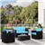 Sky Blue Elegance Cozy 4-Piece Wicker Patio Set with 4' Thick Cushions
