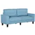 3-Seater Sofa, Mid-Century Linen Couch with Upholstered Seat, Blue