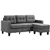 L-shaped Sofa, Chaise Lounge,3-Seater with Ottoman,Thick Cushions,Grey