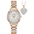 Bulova Ladies Rose Gold-Tone White Mother-Of-Pearl Dial Crystal Box Se