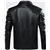 Men's Motorcycle Leather Jacket Zipper Lapel, Slim Fit-Large