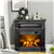 Electric Fireplace with Mantel, Freestanding Heater, Remote, Brown