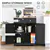 Solid Wood Top & Ample Storage Sideboard Buffet Cabinet - Black