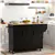 Solid Wood Drop Leaf Kitchen Island with 3 Drawers & Towel Rack, Black