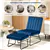 Velvet Tufted Accent Chair with Ottoman, Adjustable Backrest