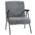 Grey Corduroy Armchair with Wood Arms