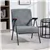 Grey Corduroy Armchair with Wood Arms