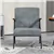 Grey Corduroy Armchair with Wood Arms