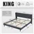 HOTOO King Platform Bed, Upholstered with Wood Frame & Linen Headboard