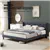 HOTOO King Platform Bed, Upholstered with Wood Frame & Linen Headboard