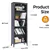 Black 5-Tier Wooden Bookcase, 167 cm - Open Shelves for Home, Bedroom