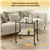 ODIKA 2-Tier Side Table with Glass Top, Rolling End Table for Home