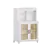 Mobile Storage Cabinet with Transparent Doors, Open Shelves, 360 Wheel