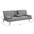 Grey Adjustable Faux Leather Sofa Bed with Cup Holders & Armrests