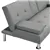 Grey Adjustable Faux Leather Sofa Bed with Cup Holders & Armrests